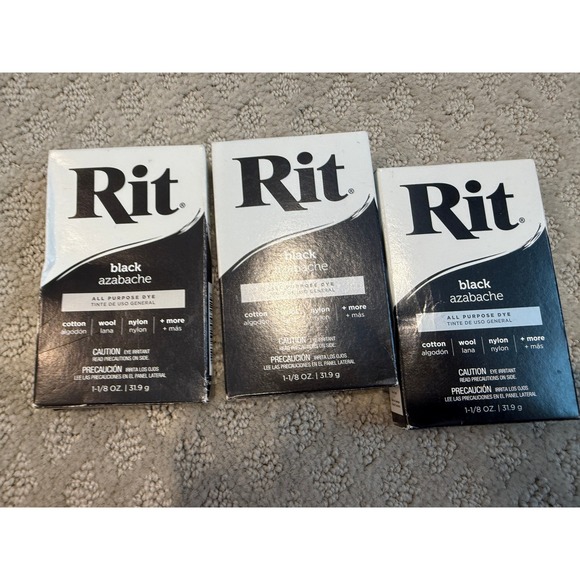 NEW Rit Dye Black Azabache Fabric Dye All Purpose  General Lot of 3 - Picture 1 of 3
